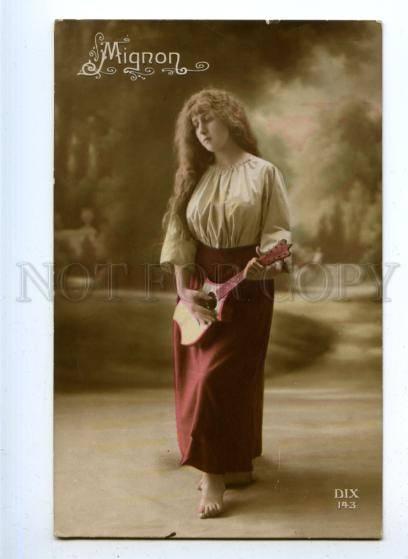 177590 MIGNON Opera Singer LONG HAIR Mandolin Vintage PHOTO PC