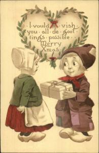 Christmas - Bernhardt Wall Dutch Children Exchange Gift c1910 Postcard