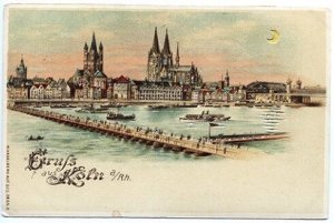 Koln Germany Ships Early Hold To Light Postcard