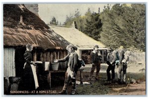 c1910's Sundowners At The Homestead Frontier Australia Unposted Antique Postcard