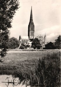 Postcard The Cathedral From The River Parish Church Salisbury England