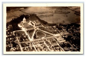 RPPC Capitol Building Aerial View Olympia Washington WA 1938 Postcard V18