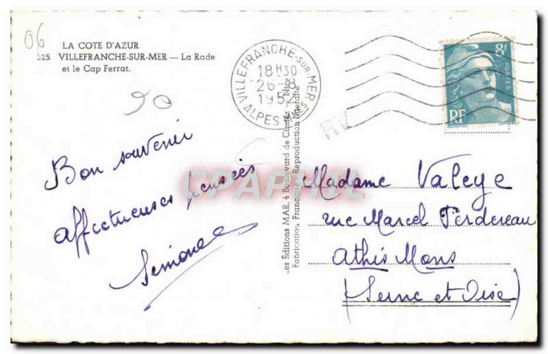 Modern Postcard Villefranche Sur Mer bay and Cap Ferrat Charter