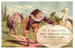 1880's Lot of 2 W. F. Schulte Louisville, KY E&W Cuffs Victorian Trade Card P95