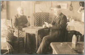 CONCORD VT MEN PLAYING CARDS ANTIQUE REAL PHOTO POSTCARD RPPC