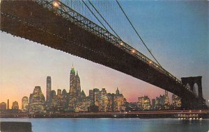 The Brooklyn Bridge, New York America's largest city American Airlines Airpla...
