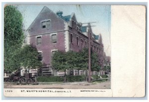 c1920 St Mary's Hospital Building Carriage Jamaica Long Island New York Postcard