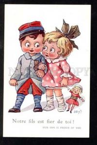3028540 HERO Boy & Girl as Lovers w/ DOLL. By WUYTS. Vintage PC