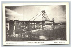 Vintage 1920's Postcard Ambassador Bridge Windsor Ontario & Detroit Michigan