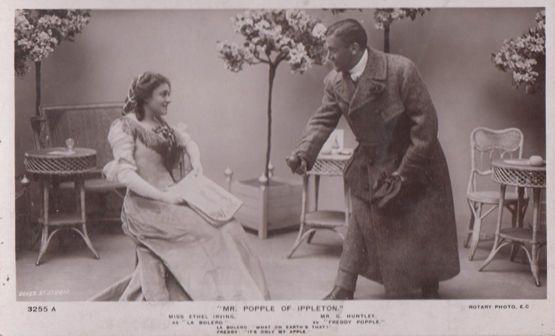 Mr Popple Of Ippleton Ethel Irving Mr G Huntley Play Real Photo RPC Postcard