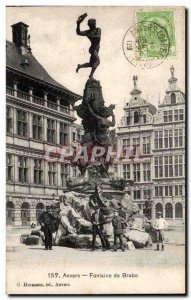 Postcard Old Antwerp Belgium Brabo Fountain