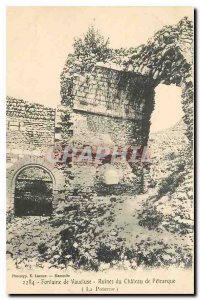 Old Postcard Fountain Vaucluse Petrarch Castle Ruins has Postern