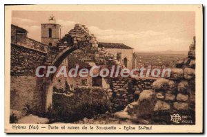 Postcard Hyeres Old Gate and ruins of St. Paul Church Souquette ls