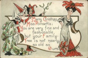 Christmas - Jester Poinsettia Queen Poem HBG Griggs c1910 Postcard