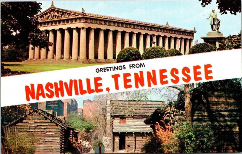 Greetings From Nashville Tennessee TN Dual View Postcard UNP VTG Plastichrome