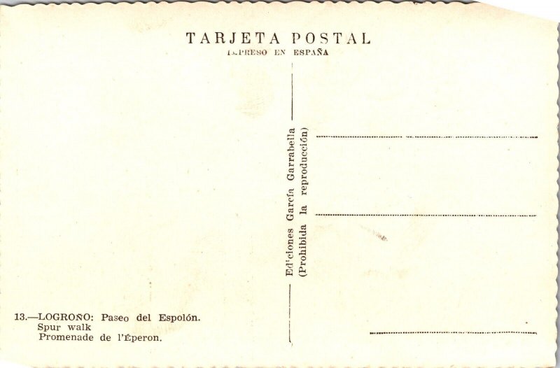 RPPC Spur Walk Logrono Spain Real Photo Postcard