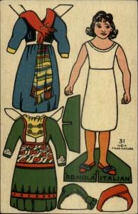 Fletcher Cut Out Paper Doll Little Girl Clothes c1910 Postcard myn ADV on BACK