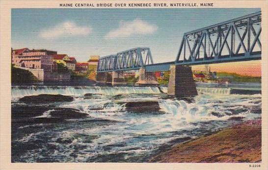 Maine Central Bridge Over Kennebec River Waterville Maine