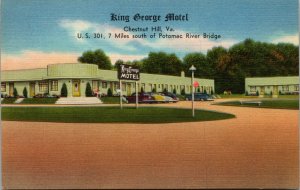 Vtg 1940s King George Motel Chesnut Hill Virginia VA Unused Linen Postcard