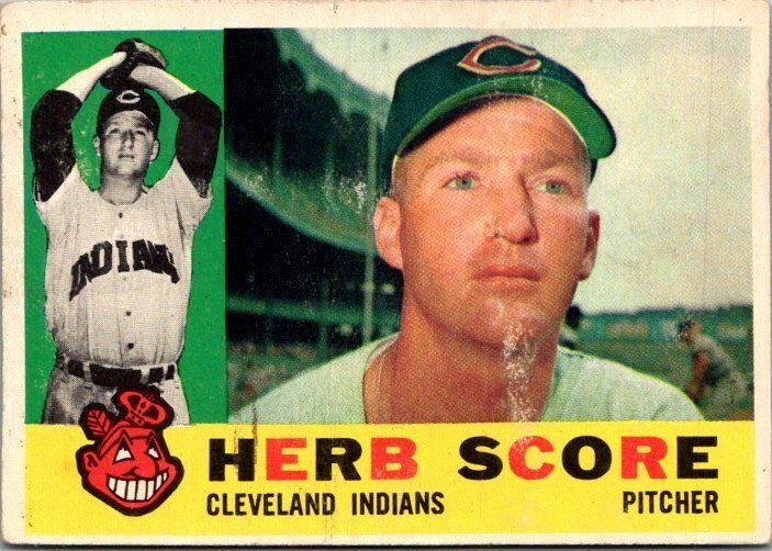 1960 Topps Baseball Card Herb Score Cleveland Indians sk10542