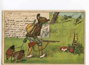 279812 HUNT Dressed FROG Hunter GRASSHOPPER Vintage 1900 year