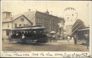 Plainville Connecticut CT Trolley Terminal c1906 Real Photo Postcard