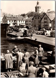 Kristiansand Norway, Stavengers Fiskebryggen Fish Market, Photo RPPC, Postcard