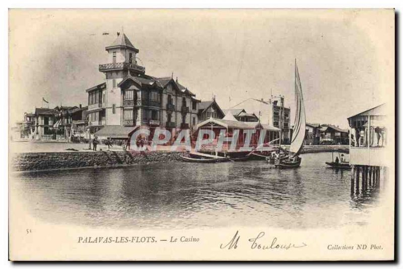 Old Postcard PALAVAS THE WAVES Casino