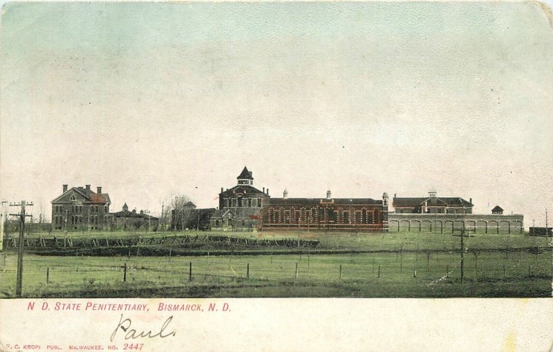 1907 North Dakota Bismarck State Penitentiary Kropp #2447 Postcard 22-11646