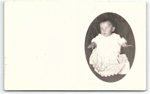 c1910 VERY CUTE BABY IN CHRISTENING GOWN EARLY AZO RPPC POSTCARD P3676
