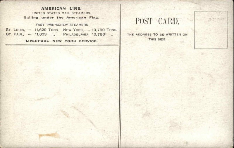 American Line Steamer Steamship USMS St Louis and St Paul c1910 Vintage Postcard