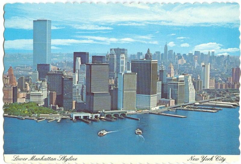 USA, Lower Manhattan Skyline, New York City, 1970s unused Postcard