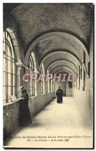 Old Postcard Monastery of St. Mary of La Pierre qui Vire The cloister Moines