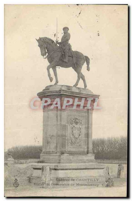 Old Postcard Chateau de Chantilly Connetable Montmorency Statue