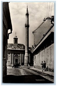 Eger Hungary Postcard Minaret Tower View c1950's RPPC Photo Posted Vintage