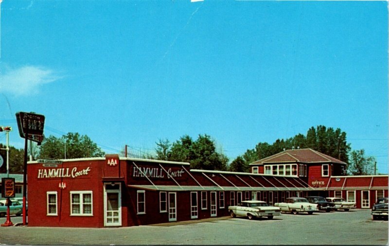 Postcard MT Miles City Hammill Court Motel Classic Cars Roadside 1960s K54