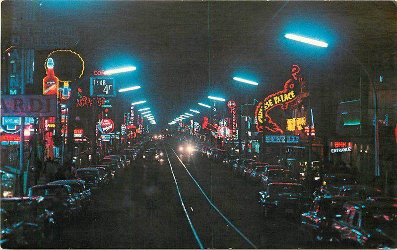 Avenue Juarez De Noche Ciudad Juarez Mexico 1950s Night Neon autos 3567