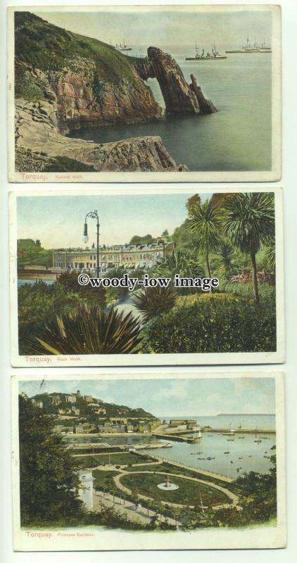 tp9405 - Devon - Three cards of Various Coastal Scenes, in Torquay - Postcard