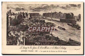 Old Postcard The dock strike of the Pont Marie Landry and Old Bridge at Paris...