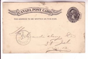 Victoria Postal Stationery Card, Dalhousie NB 1897 Cancel, Almanac Order