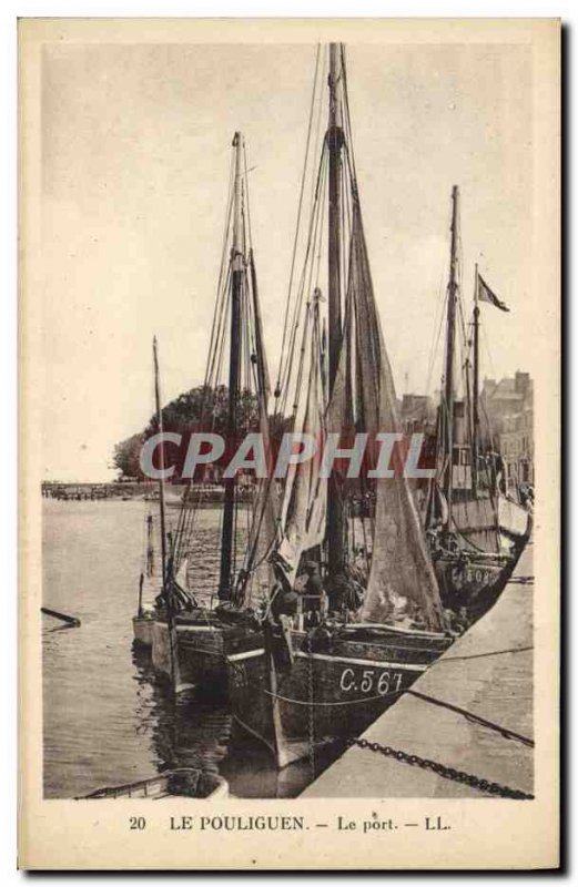 Old Postcard Fishing Boat Harbor Pouliguen
