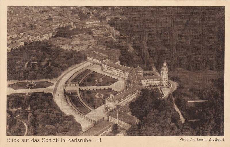 Zeppelin Postcard Germany Aerial View Gustav Eyb View of the Castle in Karlsruhe