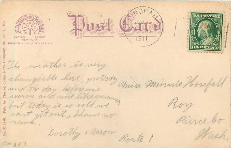 c1910 Printed Postcard Interior Midway Union Station, St. Louis MO posted