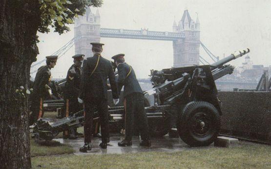 Military Salute at Tower Bridge Royal Postcard