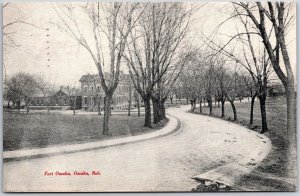 1908 Fort Omaha Nebraska Roadway View Buildings In Distance Posted Postcard