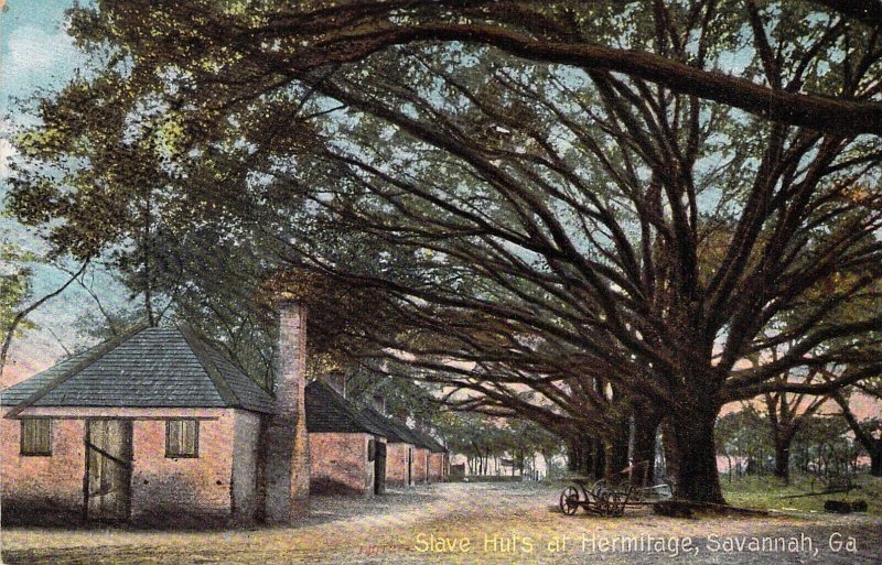 c.07,  Civil War, Slave Huts, At Hermitage, Savannah, Georgia, GA, Old Postcard