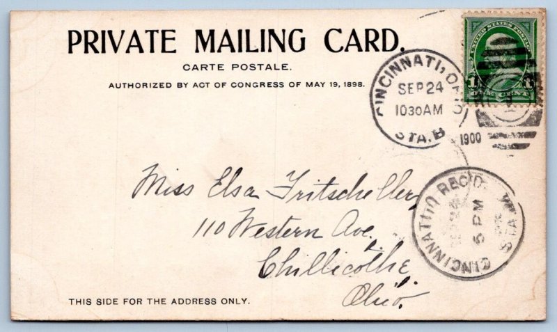 1900 SHOOTING THE CHUTES LAGOON CINCINNATI OHIO AMUSEMENT PARK ANTIQUE POSTCARD