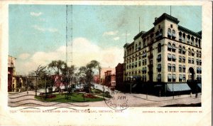 Postcard MI Detroit Washington Boulevard & Hotel Cadillac UDB 1905 K71