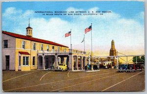 Vtg San Diego California International Boundary Line between US Mexico Postcard