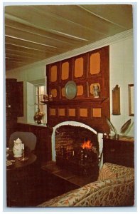 c1950's Wall Nut Grove Plantation Room Fire Place Spartanburg County SC Postcard